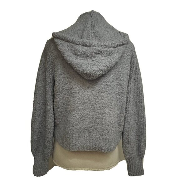 SO Womens Blue Pullover Crop V-Neck Hoodie Chunky Sweater Small Stretch New - Picture 4 of 9